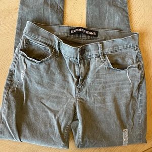 Express olive green skinny jeans